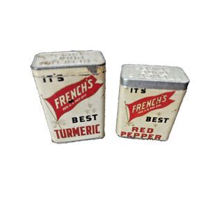 Vintage Spice Tin Can French's Ground Red Pepper and Best Tumeric French's Pure